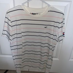 Hollister Pink and Black Striped Mens L Shirt
